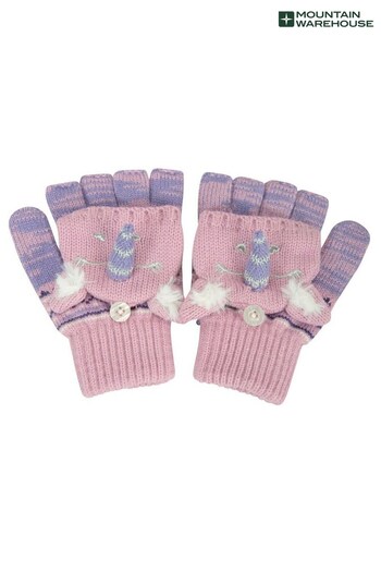 Mountain Warehouse Lilac Unicorn Kids Knitted Winter Gloves (P28173) | £12