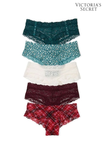 Victoria's Secret Green/Blue/White/Purple/Red Cheeky Lace Knickers Multipack (P28723) | £25
