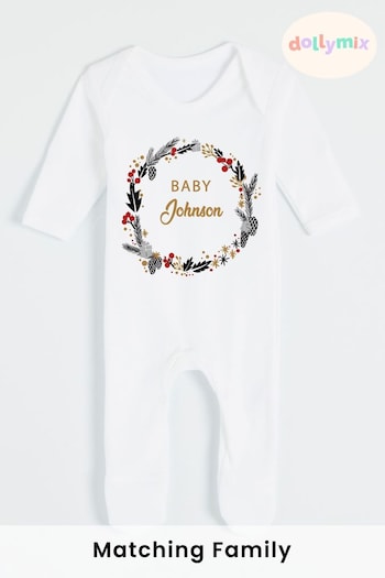 Personalised Newborn Matching Family Christmas Sleepsuit by Dollymix (P28764) | £20
