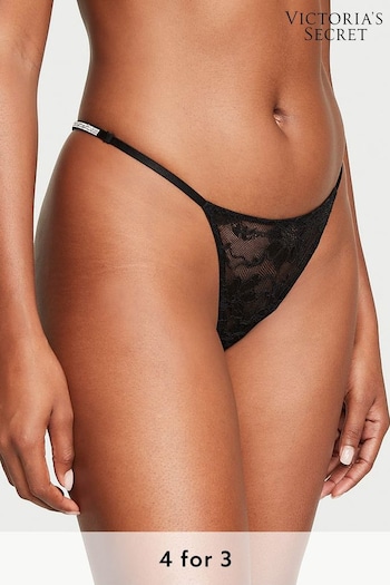 Victoria's Secret Black Lace G String Shine Strap Knickers (P28903) | £20