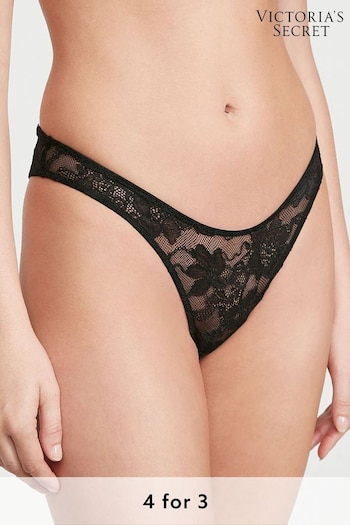 Victoria's Secret Black Lace Cheeky Shine Strap Knickers (P29000) | £20