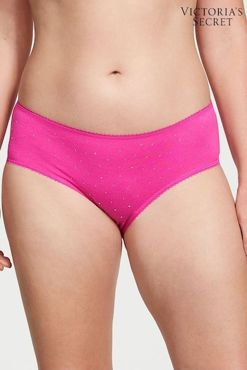 Victoria's Secret Fuchsia Frenzy Pink Scattered Stones Hipster Stretch Cotton Knickers (P29898) | £9