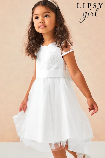 Lipsy Ivory Lace Cap Sleeve Occasion Dress (P29977) | £44 - £52