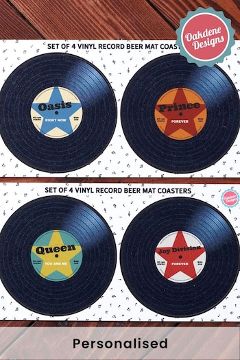 Personalised Vinyl Record Beer Mats by Oakdene (P31980) | £10