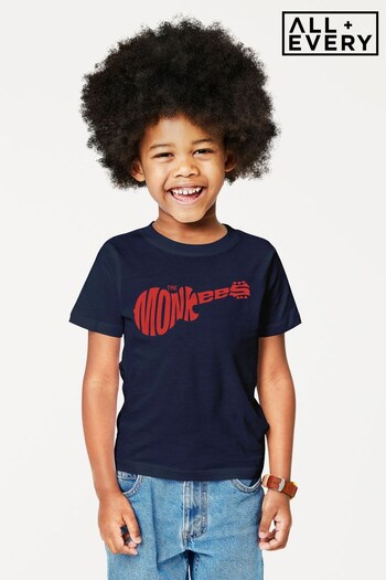 All + Every French Navy The Monkees Guitar Logo Kids T-Shirt (P32150) | £18