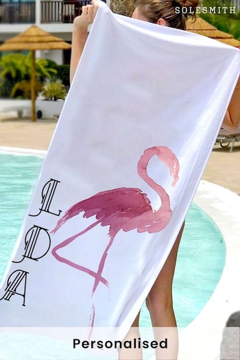 Personalised Flamingo Beach Towel by Solesmith (P32763) | £27