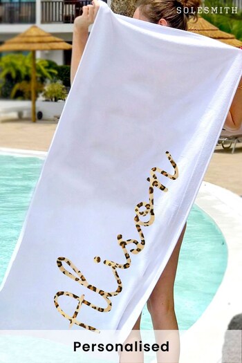 Personalised Leopard Print Beach Towel by Solesmith (P32774) | £27