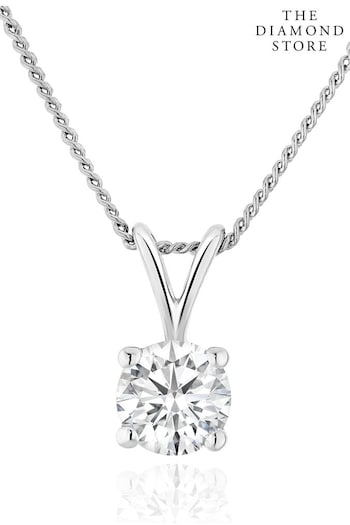 The Diamond Store White Lab Diamond Solitaire Pendant Necklace 0.33ct H/Si in 9K White Gold (P32964) | £349
