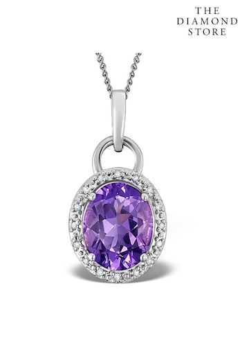 The Diamond Store Purple Amethyst 2.34CT And Diamond 9K White Gold Pendant Necklace (P32965) | £279