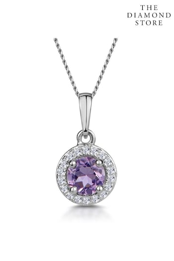 The Diamond Store Purple 0.33ct Amethyst and Diamond Stellato Necklace in 9K White Gold (P32970) | £269