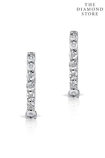The Diamond Store White 0.06ct Diamond and 9K White Gold Earrings (P32973) | £375