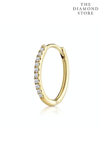 The Diamond Store White SINGLE Stellato Diamond Encrusted Hoop Earring 0.09ct in 9K Gold (P32982) | £149