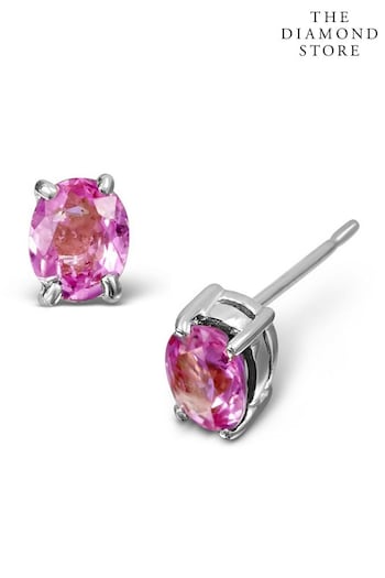 The Diamond Store Pink Pink Sapphire 0.45ct 9K White Gold Earrings (P32989) | £329