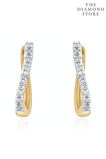 The Diamond Store White Hoop Earrings 0.11ct Diamond 9K Gold (P32992) | £299