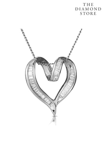 The Diamond Store White Heart Pendant Necklace 0.33ct Diamond 9K White Gold (P34000) | £569