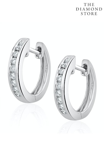 The Diamond Store White Diamond Hoop Earrings 0.20ct 9K White Gold (P34017) | £485