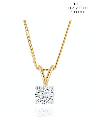 The Diamond Store White Lab Diamond Solitaire Pendant Necklace 0.33ct H/Si in 9K Gold (P34028) | £349