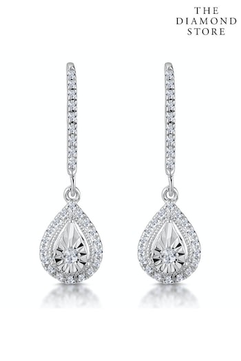 The Diamond Store White Masami Diamond Pear Halo Earrings 0.20ct Pave Set in 9K White Gold (P34034) | £599