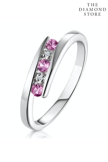 The Diamond Store Pink 9K White Gold Diamond and Pink Sapphire Ring (P34068) | £229
