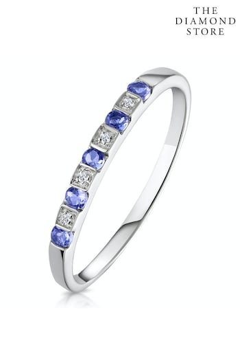 The Diamond Store Blue Tanzanite 0.18CT And Diamond 9K White Gold Ring (P34072) | £189