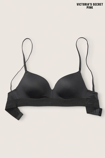 Victoria's Secret PINK Pure Black Smooth Non Wired Push Up T-Shirt Bra (P34273) | £20