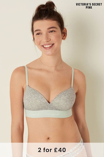 Victoria's Secret PINK Heather Charcoal Grey Smooth Non Wired Push Up T-Shirt Bra (P34274) | £20