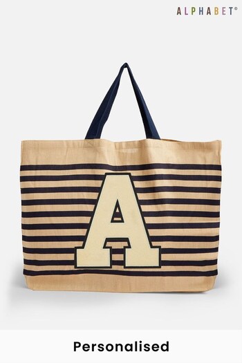 Personalised Large Letter Monogrammed Beach Bag by Alphabet (P34968) | £20