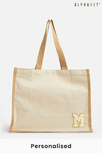 Personalised Small Letter Monogrammed Beach Bag by Alphabet (P34976) | £15