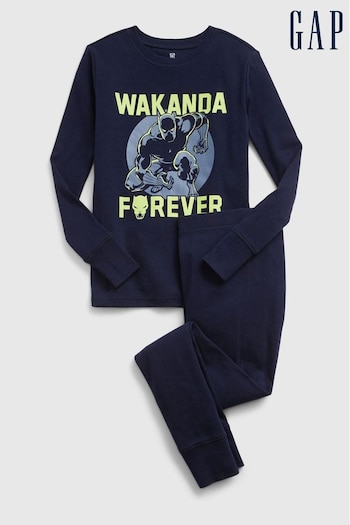 Gap Blue Marvel Black Panther Long Sleeve Pyjama Set (P35020) | £28