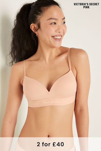 Victoria's Secret PINK Beige Nude Non Wired Push Up Smooth T-Shirt Bra (P35176) | £29