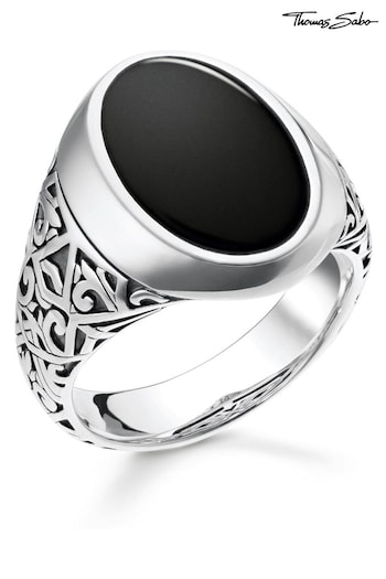 Thomas Sabo Silver Sterling Blackened Signet Ring - Medium (P35294) | £198