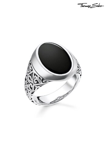 Thomas Sabo Silver Sterling Blackened Signet Ring - Large (P35295) | £198