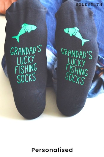 Personalised Lucky Fishing Socks by Solesmith (P35662) | £14