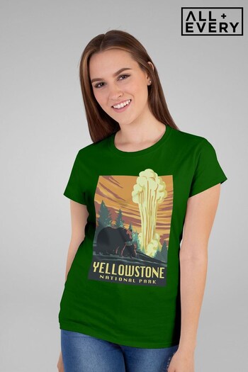 All + Every Bottle Green US National Parks Yellowstone Women's T-Shirt (P36038) | £23