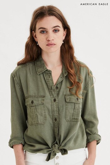 American Eagle Green Oversized Military Button-Up Shirt (P36103) | £55