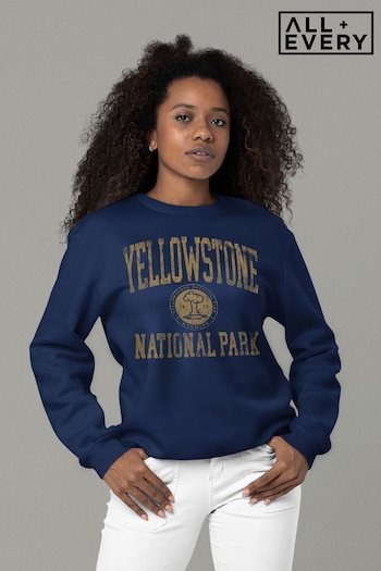 All + Every Navy US National Parks Yellowstone Wyoming Adult Sweatshirt by All + Every (P36231) | £32