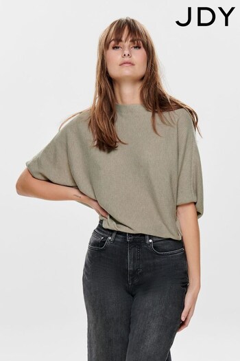 JDY Grey Taupe Knitted Batwing Jumper (P36359) | £30