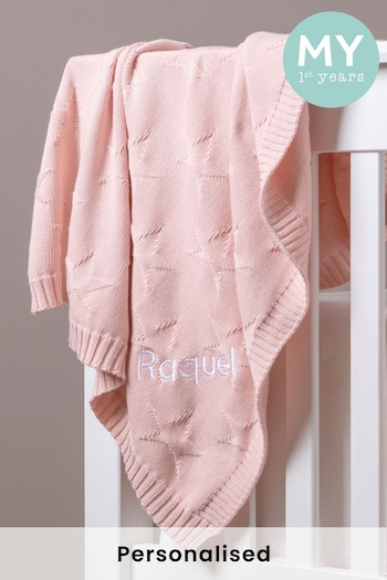 Personalised Pink Star Jacquard Blanket by My 1st Years (P37628) | £32