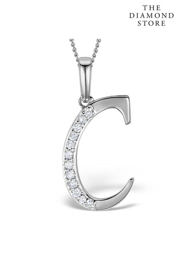 The Diamond Store White 925 Silver Lab Diamond Initial C Necklace 0.05ct (P39250) | £149