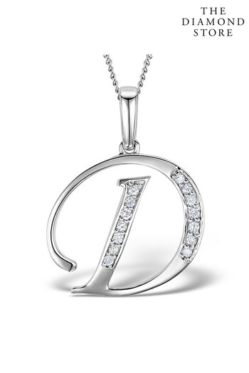 The Diamond Store White 925 Silver Lab Diamond Initial D Necklace 0.05ct (P39251) | £149