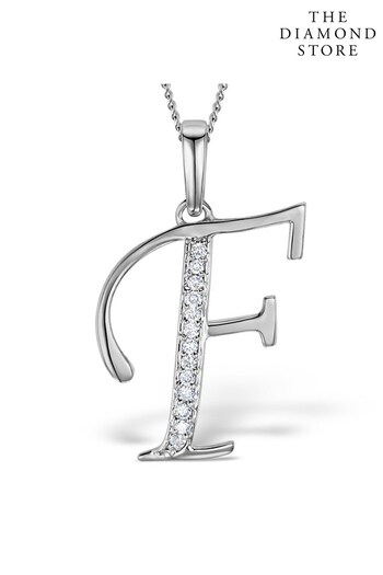 The Diamond Store White 925 Silver Lab Diamond Initial F Necklace 0.05ct (P39253) | £149