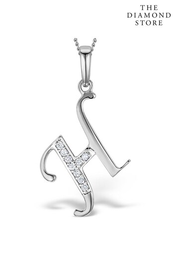 The Diamond Store White 925 Silver Lab Diamond Initial H Necklace 0.05ct (P39255) | £149