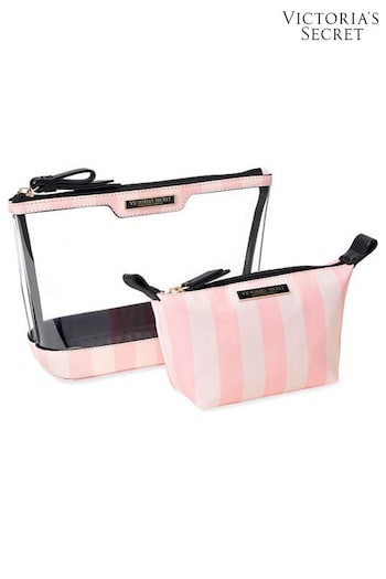 Victoria's Secret Pink Iconic Stripe AM/PM Cosmetic Bag Duo (P39914) | £25