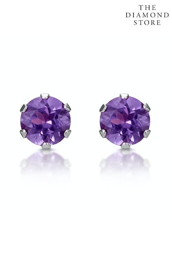 The Diamond Store Purple Amethyst 4mm 9K White Gold Stud Earrings (P40546) | £125