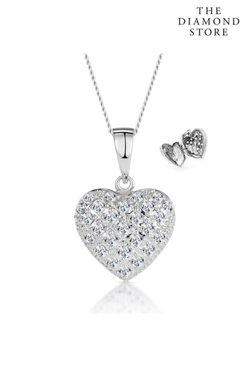 The Diamond Store White Diamond 0.47ct Heart Pendant Necklace 9K White Gold (P40547) | £629