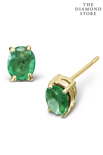 The Diamond Store Green Emerald 0.30CT 9K Yellow Gold Earrings (P40548) | £229