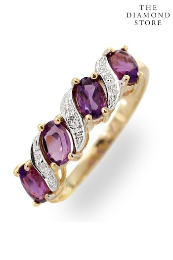 The Diamond Store Purple Amethyst 0.74ct And Diamond 9K Gold Ring (P40550) | £219