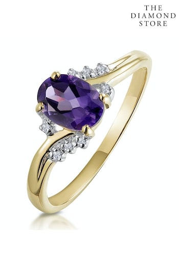 The Diamond Store Purple Amethyst 0.68ct And Diamond 9K Gold Ring (P40552) | £225