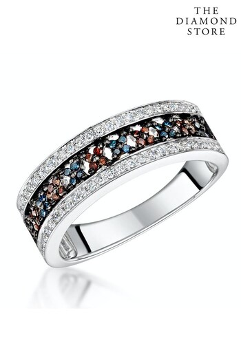 The Diamond Store White Stellato Collection Multi Colour Diamond Ring 0.23ct in 9K White Gold (P40555) | £649