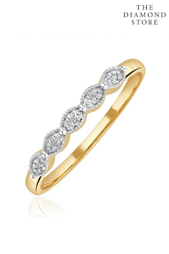 The Diamond Store White Half Eternity Ring 0.02CT Diamond 9K Yellow Gold (P40561) | £175